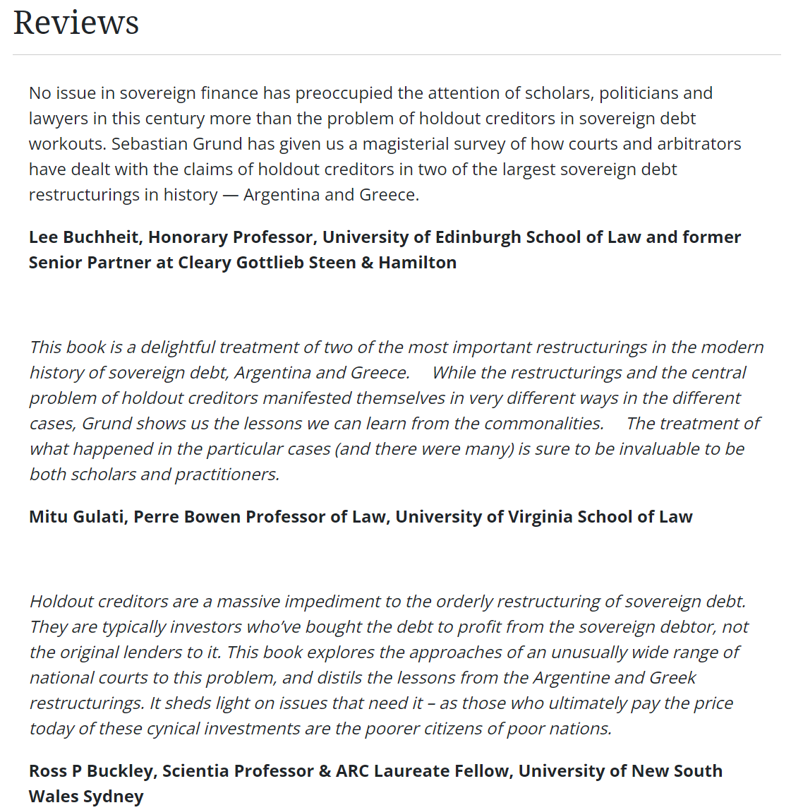 G. Mitu Gulati University of Virginia School of Law