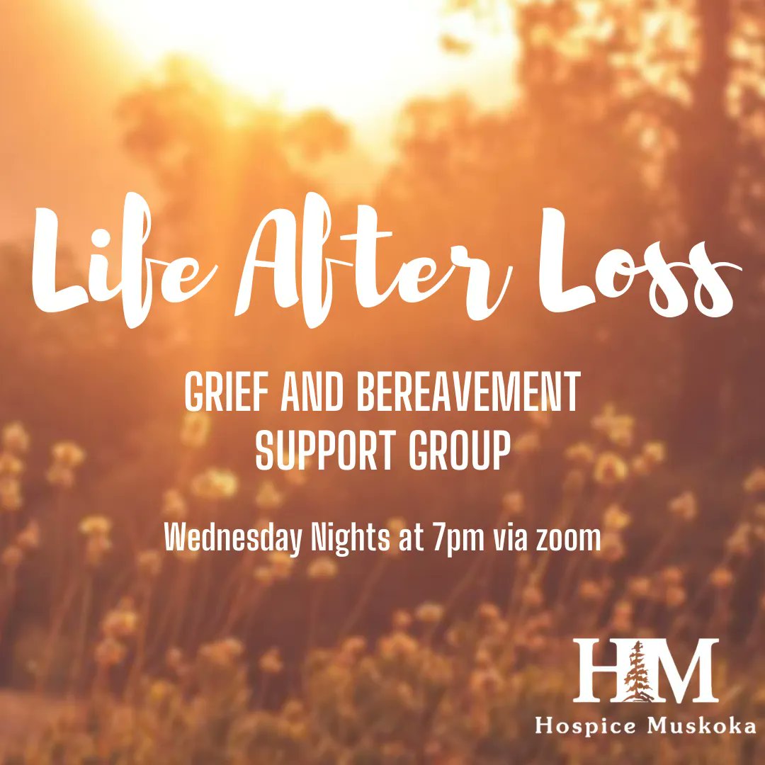 Hospice Muskoka (@hospicemuskoka) on Twitter photo Hospice Muskoka offers a Grief and Bereavement Group for those coping with the death of a loved one.
Our next virtual group begins on January 25th at 7pm.
For more information and to register, contact Julie - jcharters@hospicemuskoka.com or 705-646-1697 ext. 209. Hospice Muskoka offers a Grief and Bereavement Group for those coping with the death of a loved one.
Our next virtual group begins on January 25th at 7pm.
For more information and to register, contact Julie - jcharters@hospicemuskoka.com or 705-646-1697 ext. 209.