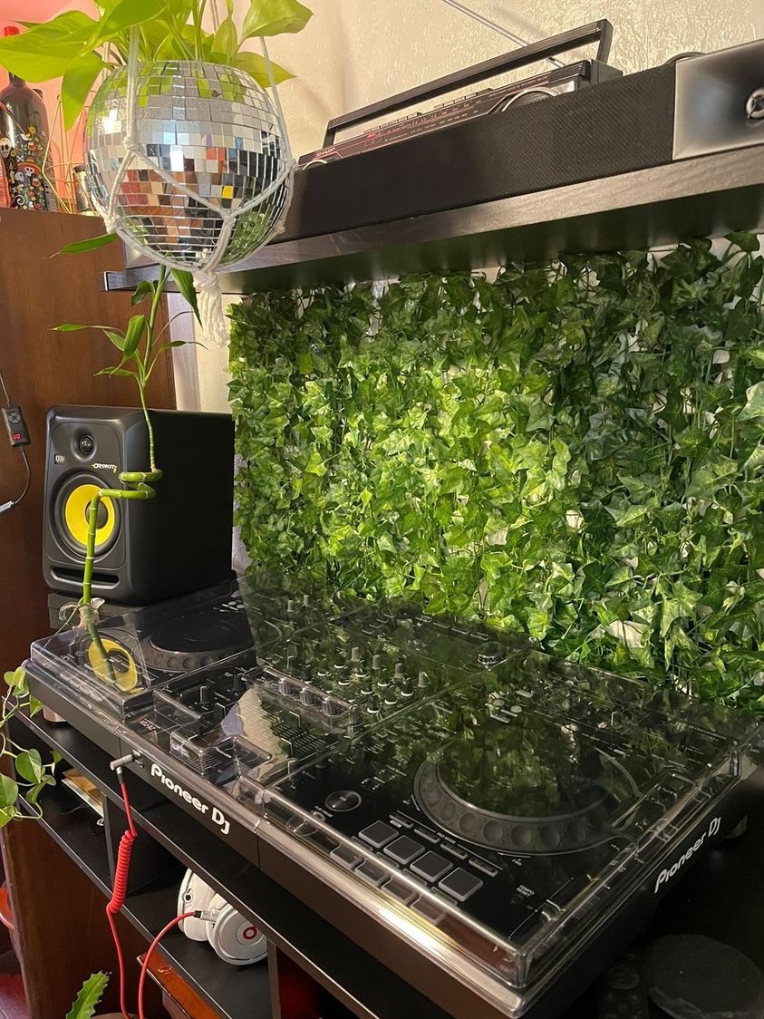 Decksaver's tweet photo. We're back with a great setup from @moonwalkerm8 😍🔥
Lovin' the leafy vibes!
Who has new Decksaver covers from the holidays?!
#decksaver #dj #cover #pioneerdj #pioneer #djlife #djs #djsetups https://t.co/zFhG3yCpf8
