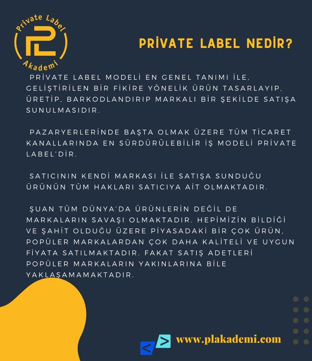 PLAkademi's tweet photo. Bilinmesi Gereken Bilgiler Serisi - 4
Private Label Nedir?
#PL #PrivateLabel #PLAkademi #PrivateLabelAkademi #Amazon #Etsy #Ebay #amazonprivatelabel #amazonsatış #amazonsatışeğitimi #onlinearbitrage #arbitrage #dropshipping #amazondropshipping #eticaret
#trendyol #hepsiburada https://t.co/8Qw7DRDdVA
