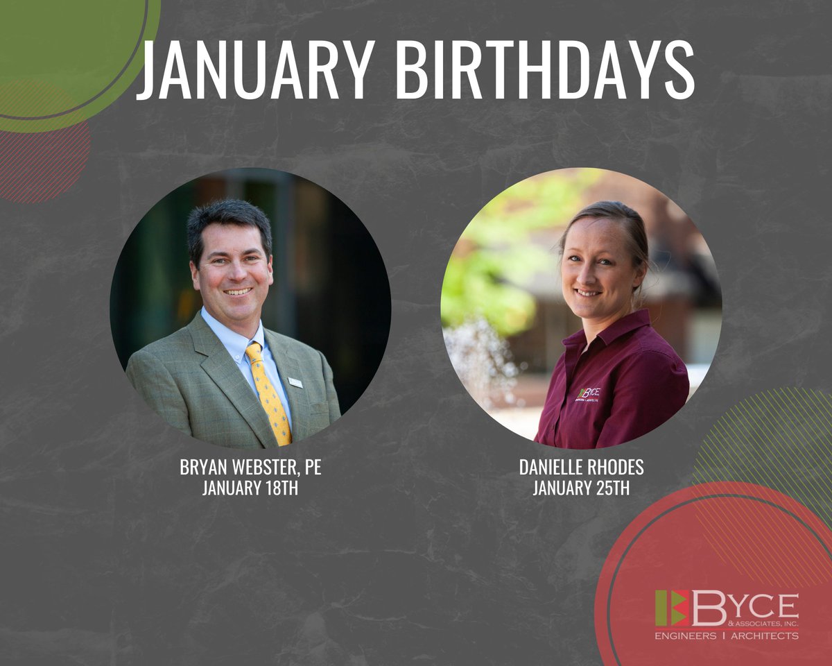 We would like to wish our January Birthdays, Bryan Webster &amp; Danielle Rhodes, a very Happy Birthday! Wishing you the best in the year to come.