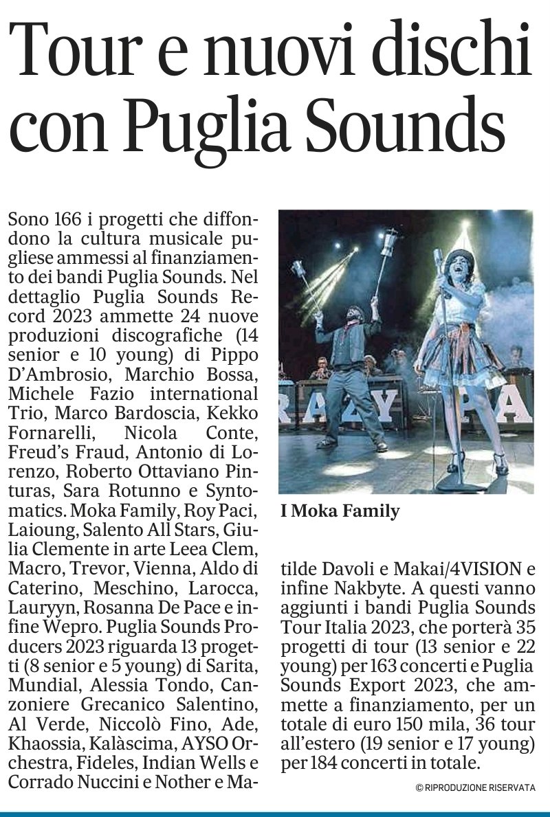 Grazie a Puglia Sounds per sostenere i nostri progetti. 
Partiremo quindi:
➡️a marzo per Marsiglia
➡️ad aprile per Madrid
▶️ In produzione il nostro nuovo progetto multimediale Addumare..
Grazie a tutti gli amici
#Khaossia #WeAreinPuglia #pugliasounds #ConceptMusical #worldmusic