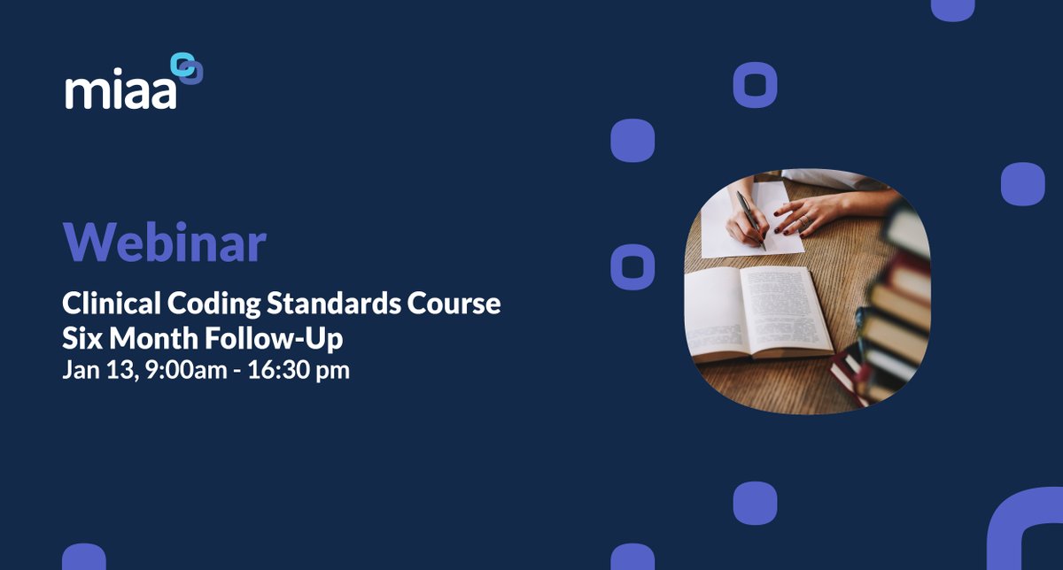 MIAANHS's tweet image. This one-day #ClinicalCoding workshop will refresh a novice clinical coder's knowledge of the Four Step Coding Process.
More information & booking: ow.ly/1jJt50Mi3V0