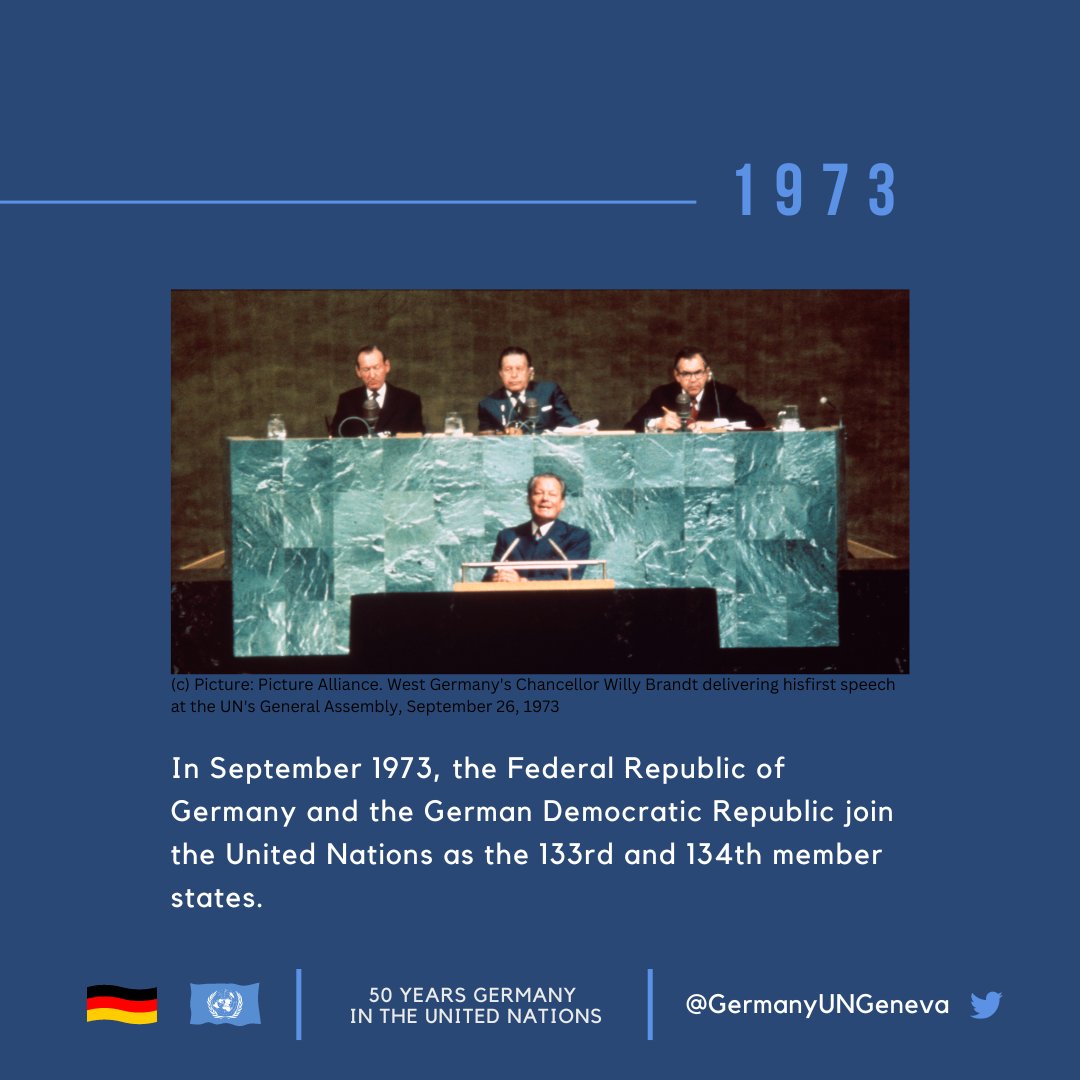 Spoiler Alert: While we cannot see into the future, we can already tell you that 2023 marks 50 years of Germany in the United Nations! Join us every #ThrowbackThursday for a highlight from throughout these years. Starting today with 1973! #TBT #TBThursday