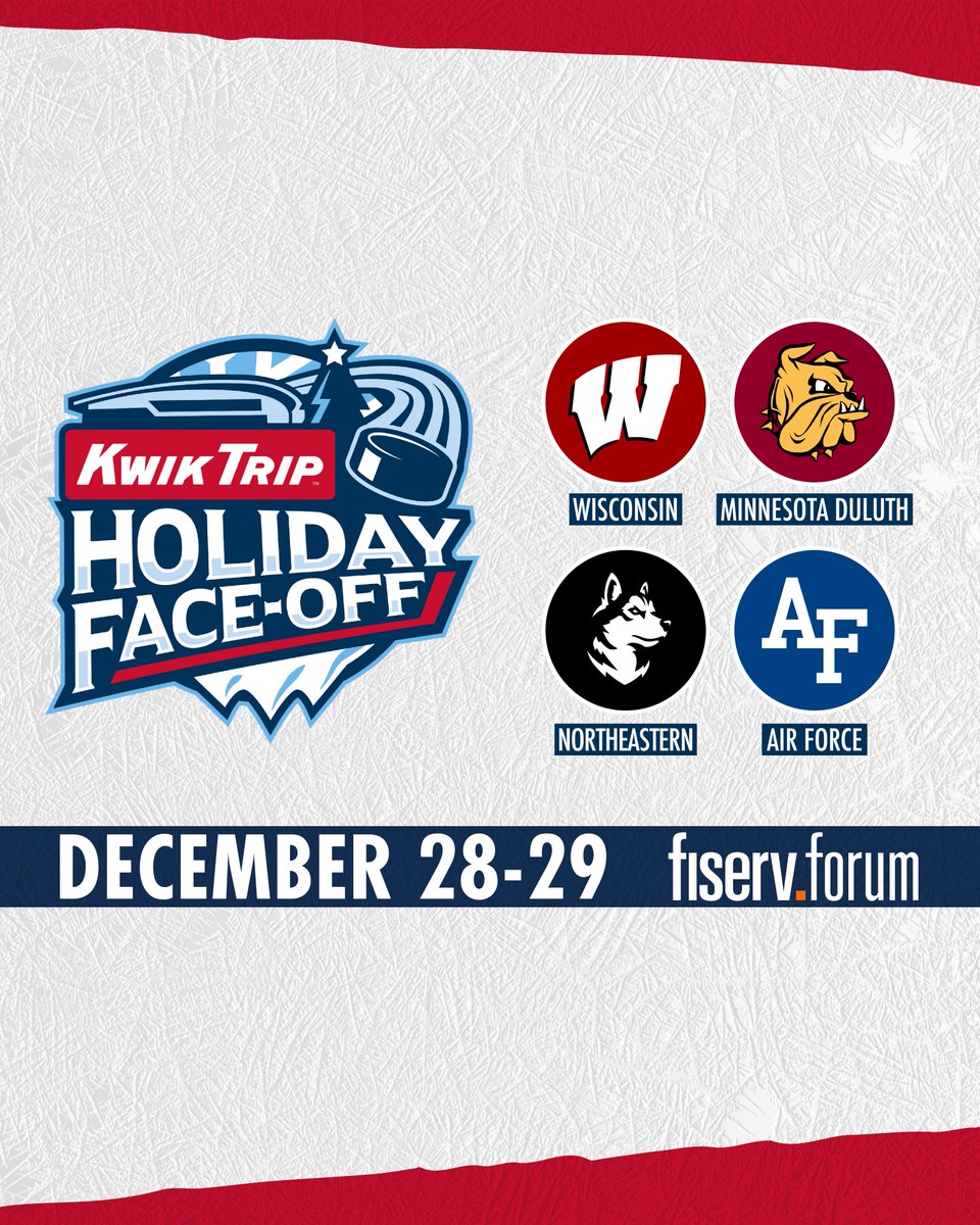 2022 is behind us so we turn to 2023. Your 2023 @kwiktrip Holiday Face-Off field. See you Dec. 28-29 at @FiservForum. 

bit.ly/3Qh5fdj

#Badgers #OnWisconsin #BulldogCountry #HowlinHuskies