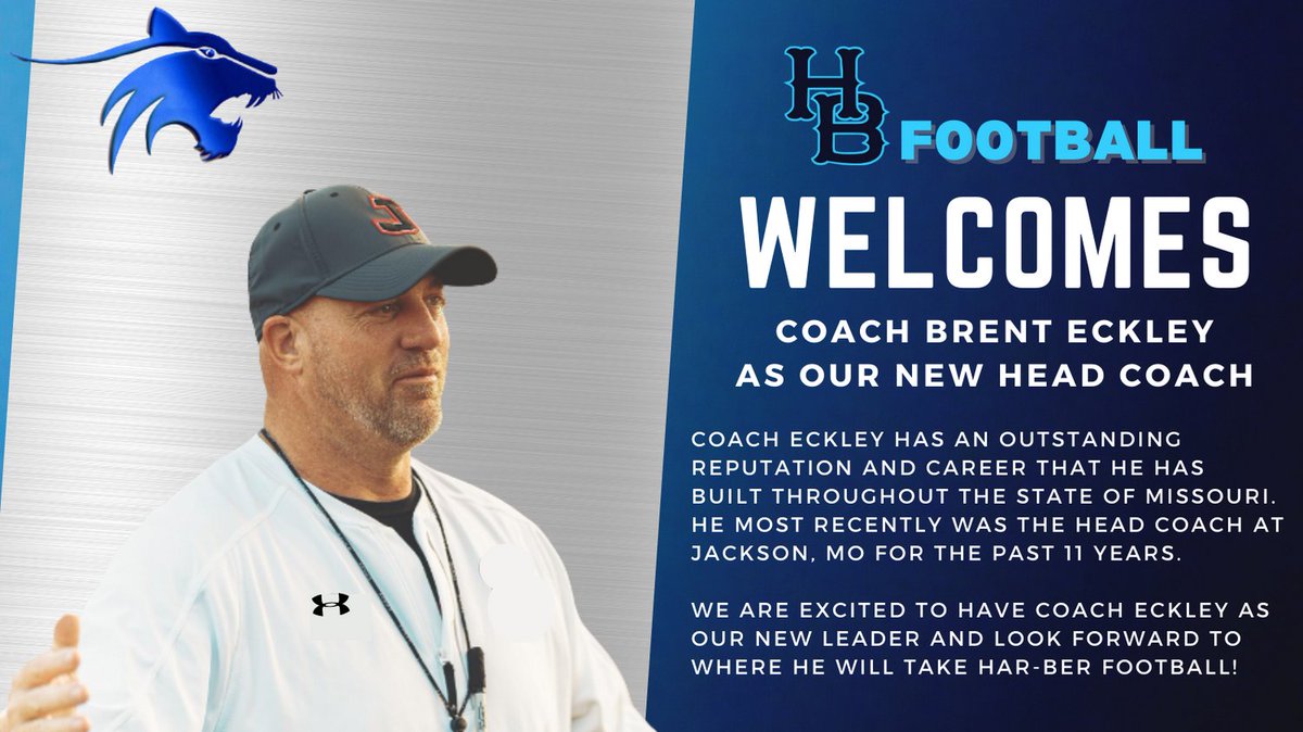 Excited to announce and welcome our new coach! Welcome, Coach Eckley to the Har-Ber Family! Go Cats!