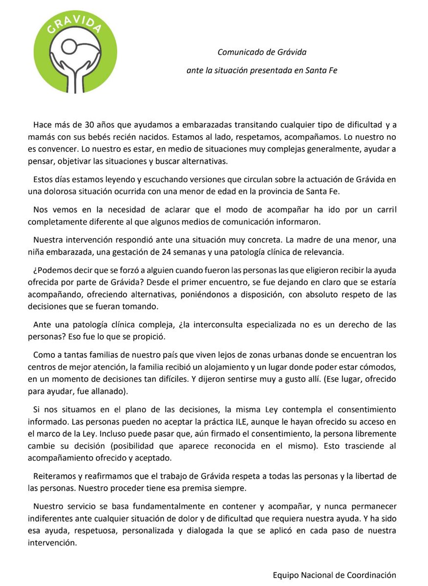 CitizenGOar's tweet photo. #Gravida #Provida #SalvemosLas2Vidas
Lamentable el papel de los medios de desinformación promoviendo la MENTIRA (una vez más). 
Aquí el comunicado de Grávida sobre el caso de la menor embarazada: https://t.co/I2yXpej3si