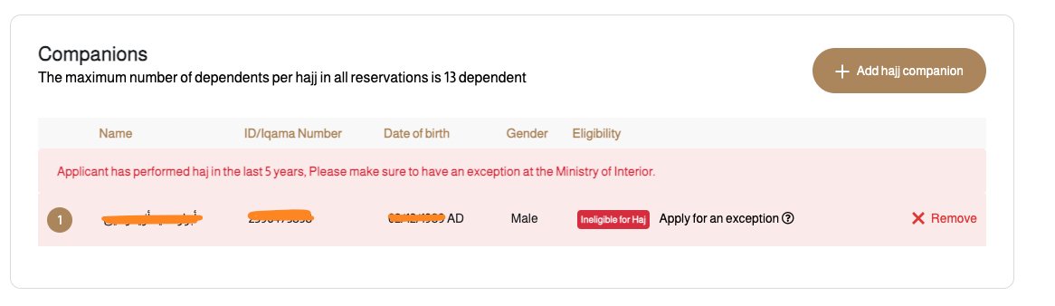 abrar_twts's tweet photo. @MOHU_Care @MoHU_En How can I apply for exception when it is giving this error for me (Mahram companion)? https://t.co/mbZqVVSfgh