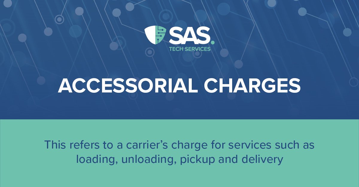 SASTechServices's tweet image. 🗨️ Logistics glossary and jargon: Accessorial Charges

This refers to a carrier&apos;s charge for additional services such as loading, unloading, pickup, and delivery. 

#Logistics #LogisticsGlossary #LogisticsJargon #LogisticsIndustry