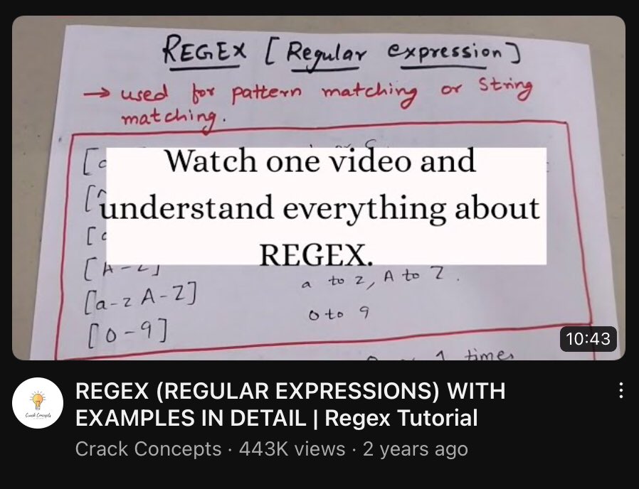 adbertram's tweet image. 1 10-minute video is all you need, who knew?!!  And here I was struggling for years. #regex