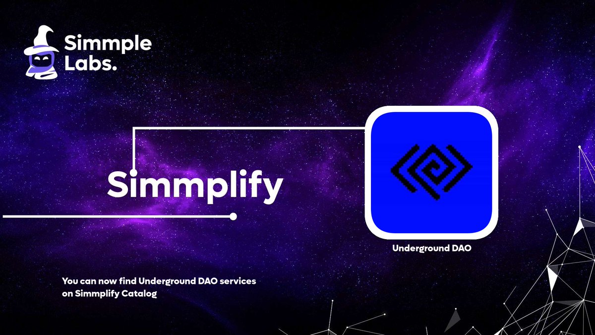 web3_catalog's tweet photo. We warmly welcome @UndergroundD0A to Simmple Labs Ecosystem. You can find Underground DAO Services on Simmplify Catalog now.
            
Simmplifying the web3 journey, one builder at a time! https://t.co/V3TtxDIjmH