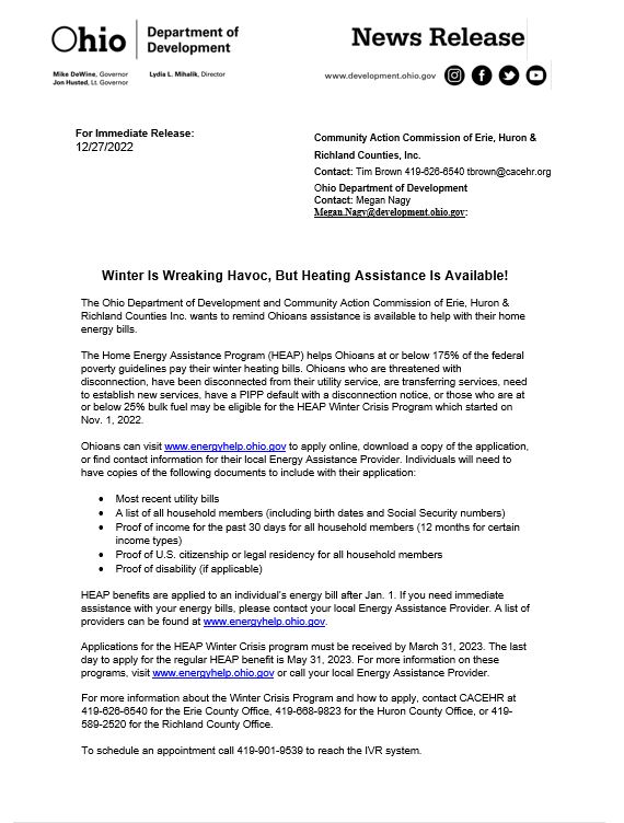CACEHR908's tweet photo. CACEHR is still assisting with winter heating - call 419-901-9539 for an appointment today!  #wcp #wintercrisis #communityaction #cacehr #energyassistance #helpishere #empowered #promotingselfsufficiency https://t.co/YupYSzrw66