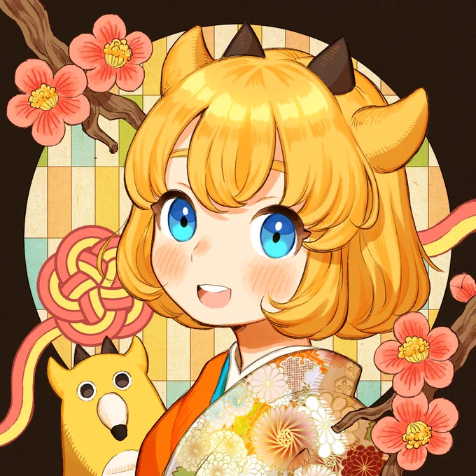 お絵描き配信ありがとうございました～!もぐらちゃん振袖バージョン(早速アイコンにした) #もぐライブ #もぐらーと 
