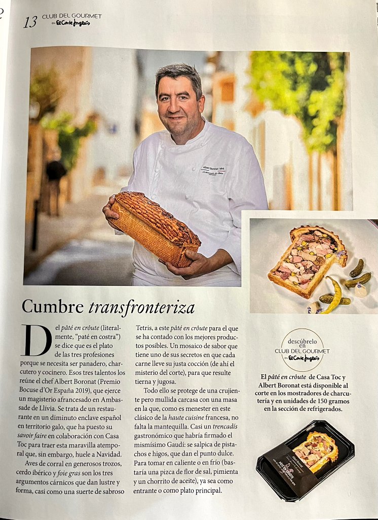 Me lo acaban de mandar. Se me hace extraño ver en la revista del Gourmet de Corte Inglés.
Empezamos el año.

<a href="/AmbassadeLlivia/">Ambassade de Llívia</a> 
#SavoirFaireALaFrançaise
🇫🇷🇫🇷🇫🇷🇫🇷🇫🇷🇫🇷🇫🇷🇫🇷🇫🇷

<a href="/CASATOC1/">CASATOC</a>