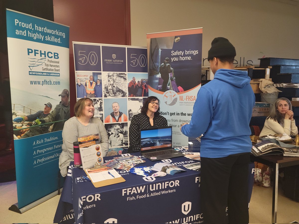 Happy to be at the Holy Spirit High Career Fair today with the PFHCB &amp; <a href="/NL_FHSA/">NL Fish Harvesting Safety Association (NL-FHSA)</a>! Thank You to the Rotary Club Avalon Northeast for the invitation 🦀📚