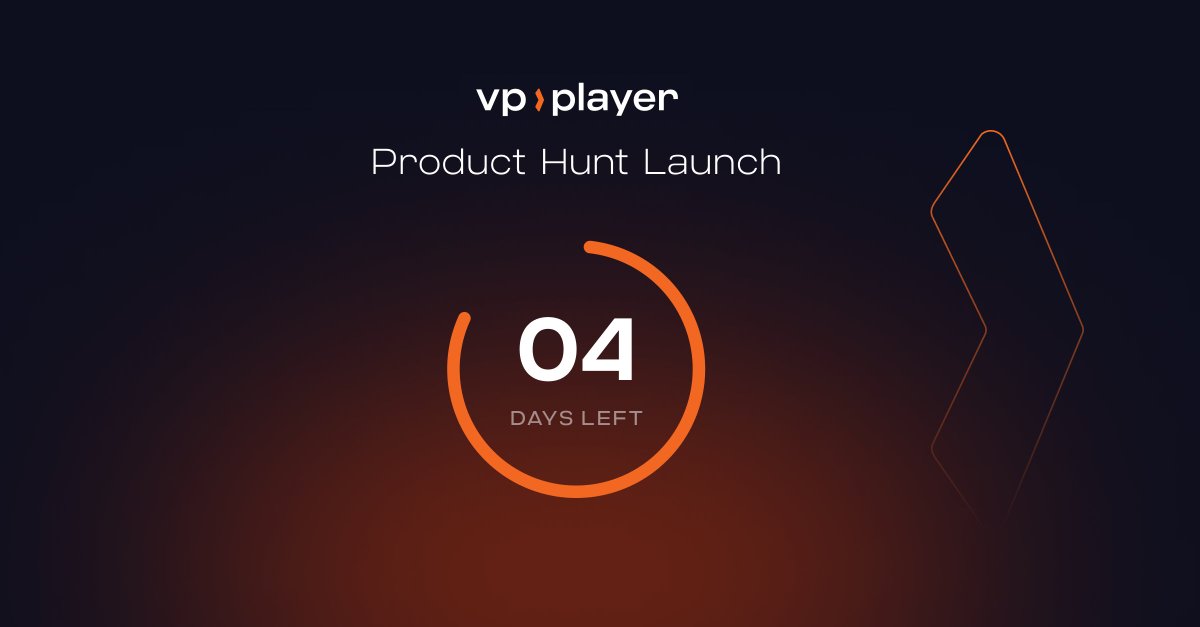 Exciting news! VP Player, the ultimate video platform for digital publishers, broadcasters, and media houses, is launching on #ProductHunt in just 4 days. Don't miss out, and give it a try. #VPPlayer #videoplayer #digitalpublisher #countdown #videoplatform #SaaS