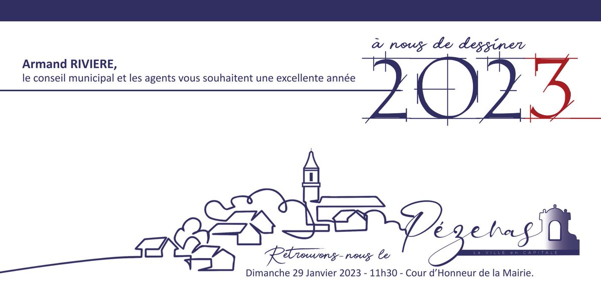 VilledePezenas's tweet photo. Le Maire, les élus du Conseil Municipal et les agents de la Ville vous souhaitent à toutes et à tous une excellente année 2023 ! 

#voeux #pezenas https://t.co/ywRFlwaYaH