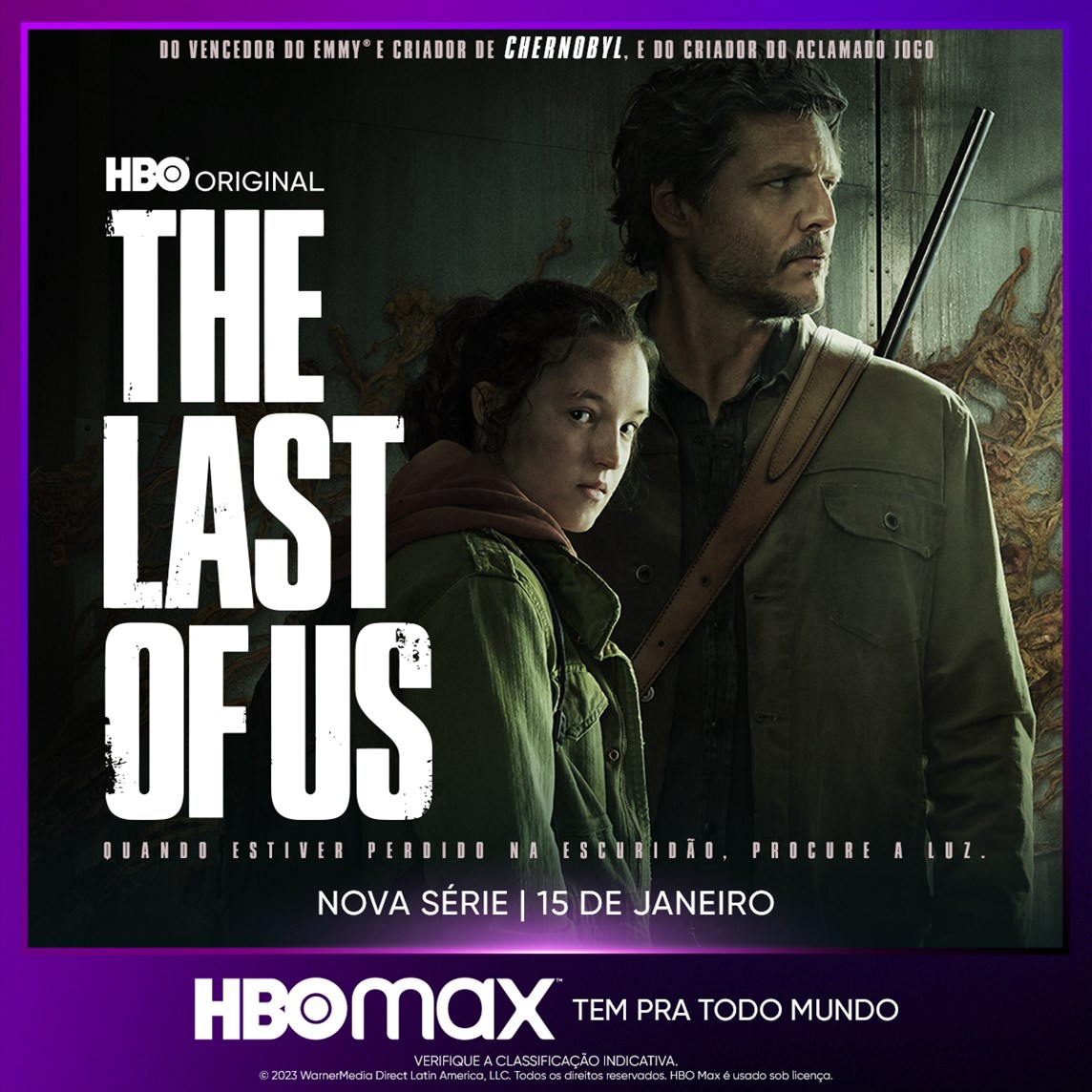 HBOMaxBrasil's tweet photo. @AMORIMGERALDO Prepare o coração e venha procurar pela luz. O primeiro episódio de #TheLastOfUs já está disponível na HBO Max. https://t.co/OsmxJzJ2Sb