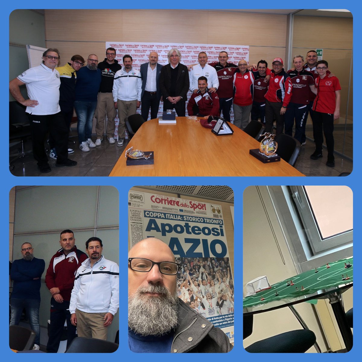 danielecaroleo's tweet photo. 😎 Oggi ospite del #CorriereDelloSport, in qualità di Addetto Stampa della @FISCT_Official, unitamente ad una delegazione della #FISCT e del @LEGANAZIONALES1 per la premiazione degli atleti vincitori del #GuerinSubbuteo da parte del Direttore del @GuerinSportivo, Ivan Zazzaroni https://t.co/4ye12k93Gb