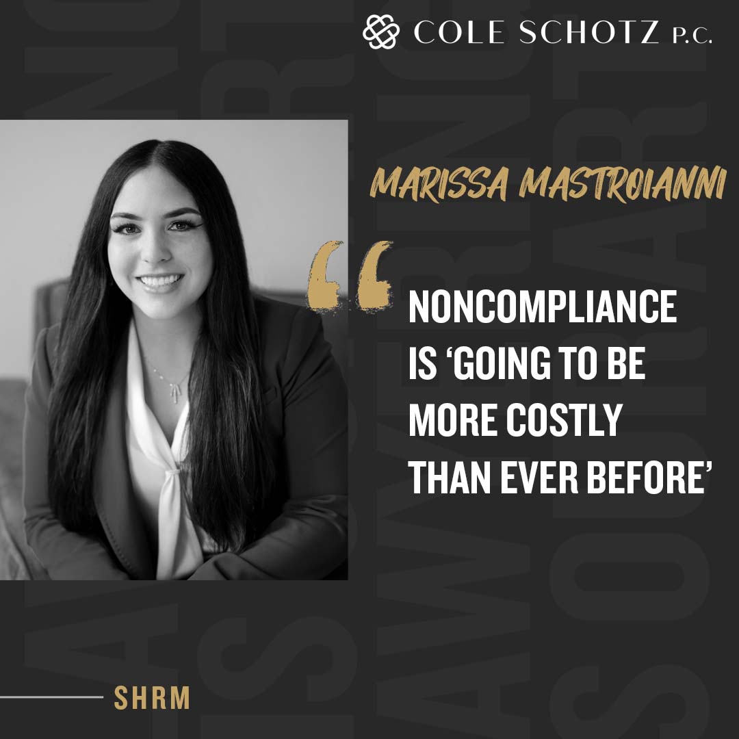 ColeSchotz's tweet image. Marissa Mastroianni spoke to @SHRM regarding the new NLRB rule which states that employers must compensate employees who are victims of labor law violations for harm suffered as a result of unfair labor practices.

shrm.org/resourcesandto…

#nlrb #employmentlaw #laborlaws #shrm