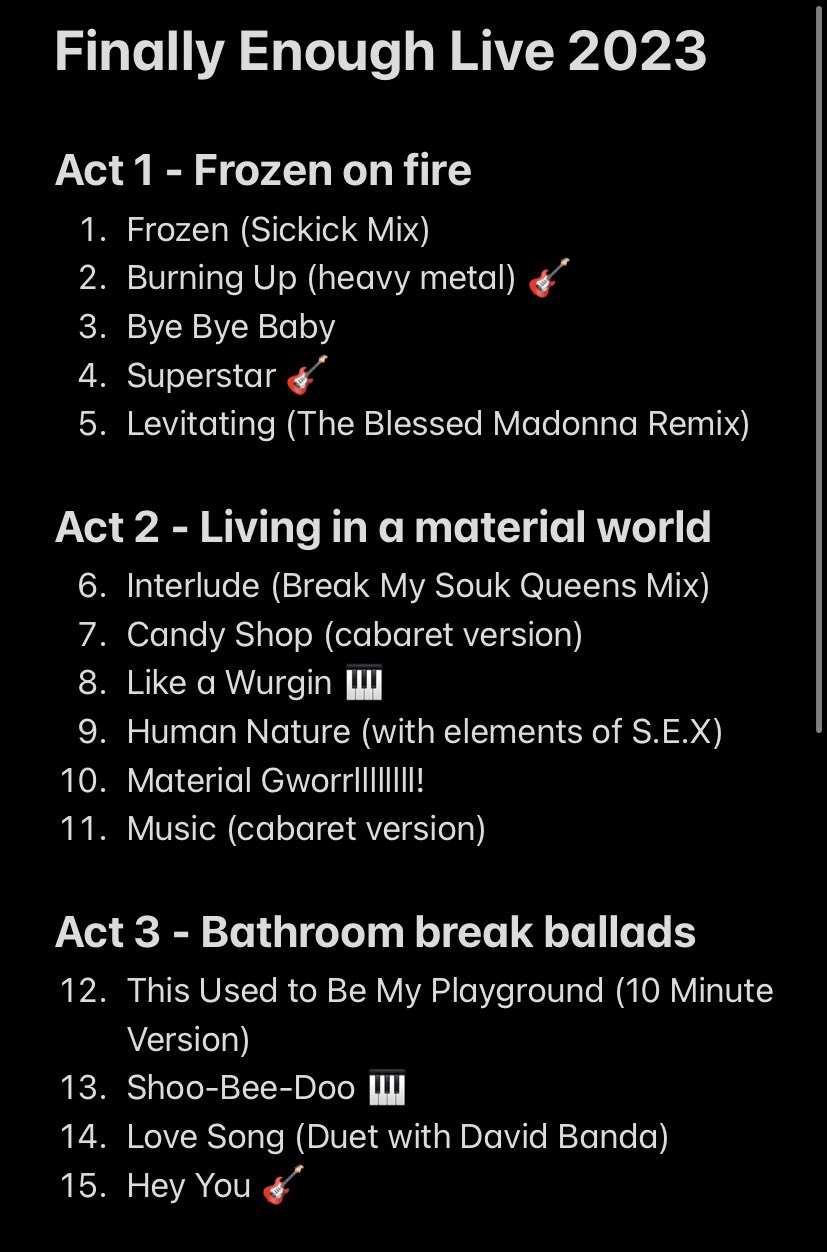 Madonna Celebration Tour Setlist