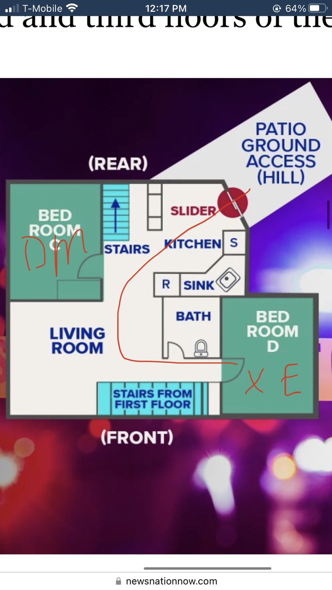 kcampbell519's tweet photo. my thought is she peaked her head out. Her door looks like it opens to the side of the wall of the living room. Meaning she could have peaked her head out of a barely opened room saw BK and smushed herself against the wall by the stairs where he wouldnโt see her #heyjb #heyjosh https://t.co/ZGxfGUQBiS