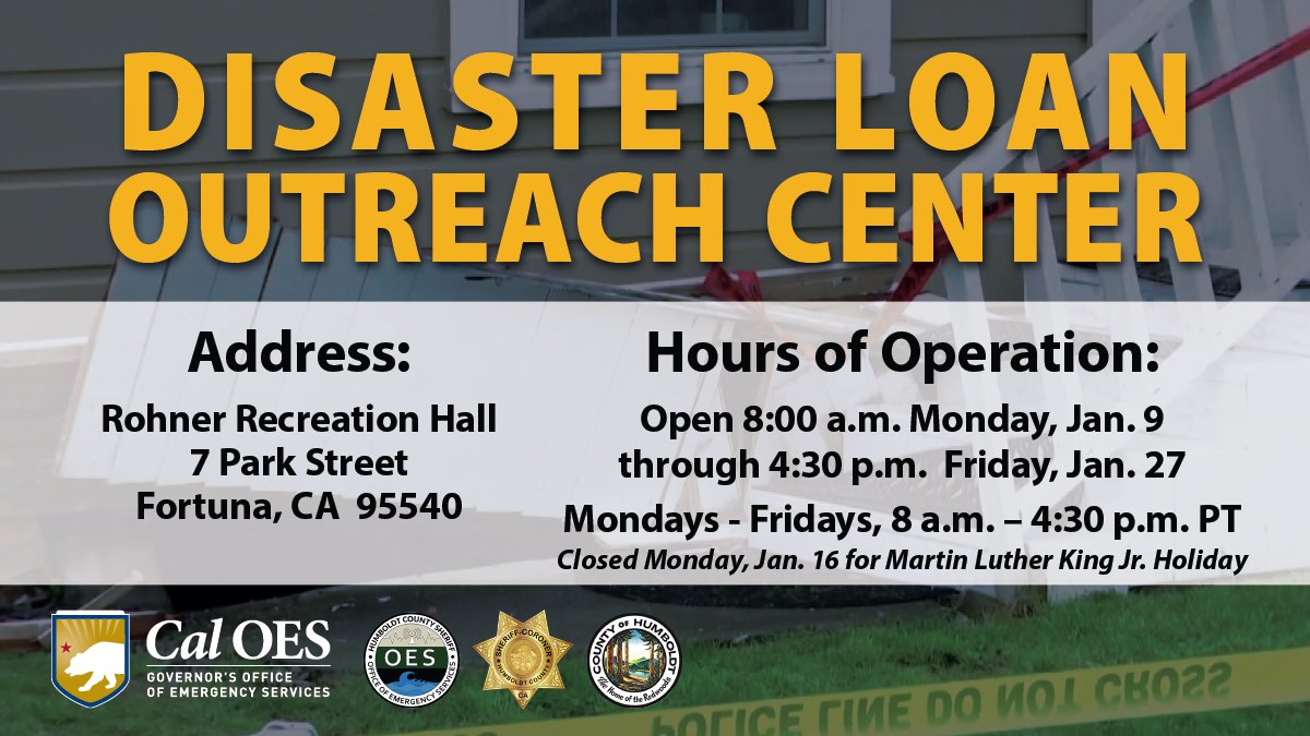 Cal_OES's tweet photo. To support survivors of the earthquake in #HumboldtCounty, @Cal_OES announced that @SBAgov approved the state's request for financial aid. A Disaster Loan Outreach Center will open to help locals recover.

Learn more: https://t.co/JIKdrBe5eu https://t.co/EebtnJqTwX