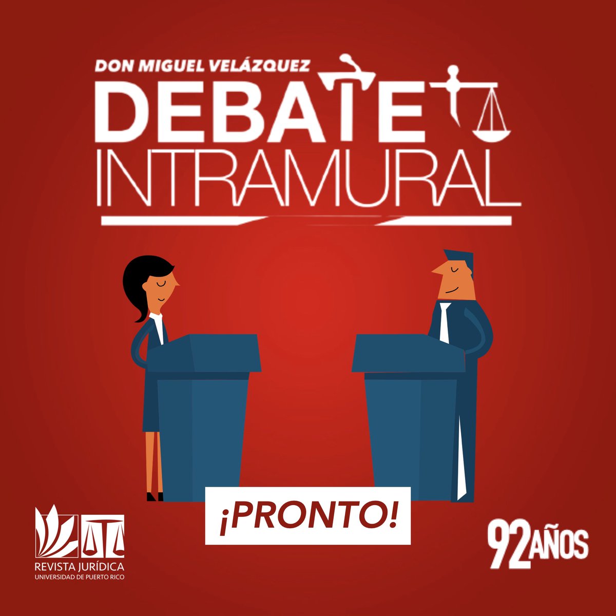 revjurupr's tweet photo. La Junta Editora de #Volumen92 se complace en anunciar el Debate Intramural Don Miguel Velázquez de este año académico a celebrarse en el mes de febrero…
#92Años #RevistaJuridicaUPR #RevJurUPR #UPR https://t.co/jvxuWXYen7