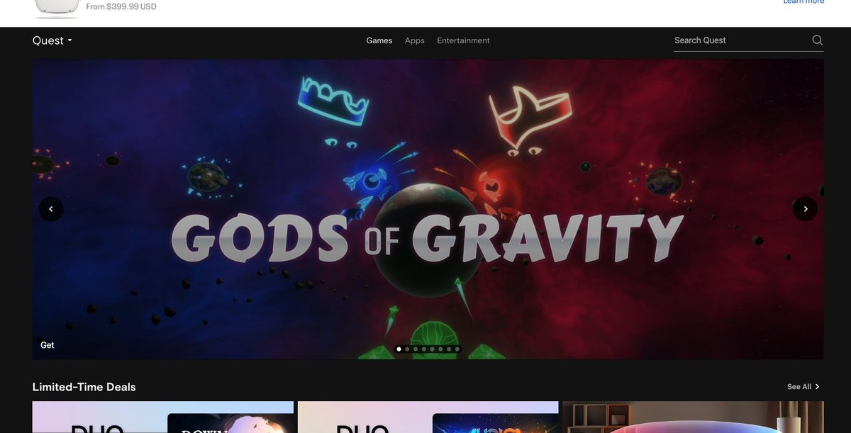 GodsofGravityVR's tweet photo. We're on the front page of the Meta Oculus Store!
Download now for FREE!
https://t.co/cwJMtTCQem
#Oculus #Quest2 #VR #IndieDevs #gamedevelopment #MetaQuest2 #GodsofGravityVR https://t.co/5J6yJiHamw