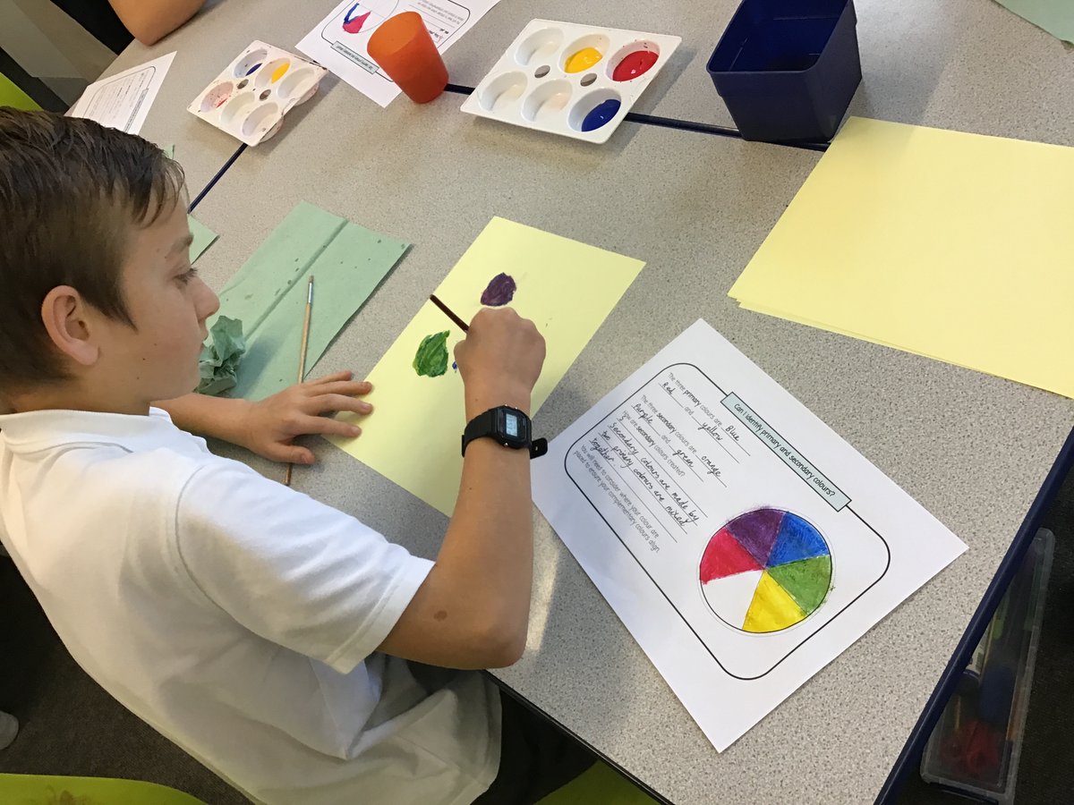 SchoolAntony's tweet photo. Year 5/6 have spent this afternoon brushing up on their primary and secondary colours; warm and cool colour mixing and tints, shades and tones.
#Bringit! #bringcreativity #bringyoungartists #smallschoolbigheart https://t.co/y3bR1zw1bM