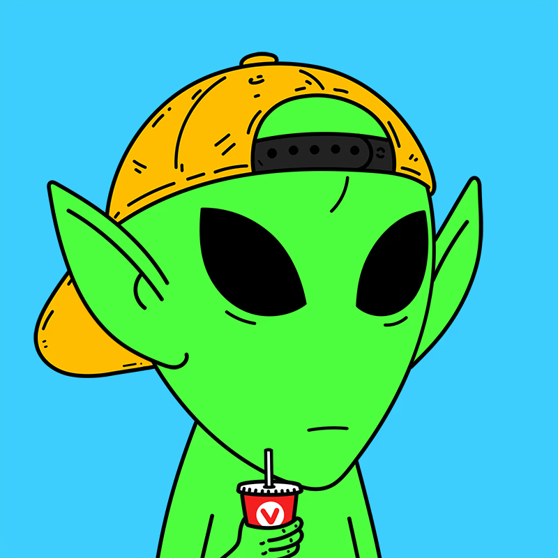 TheVisitorsNFT's tweet photo. We have no plans to revisit your earth moon, it lacks essential supplies such as Mountain Dew Code Red and Big League Chew™ https://t.co/C6KzB94iX7