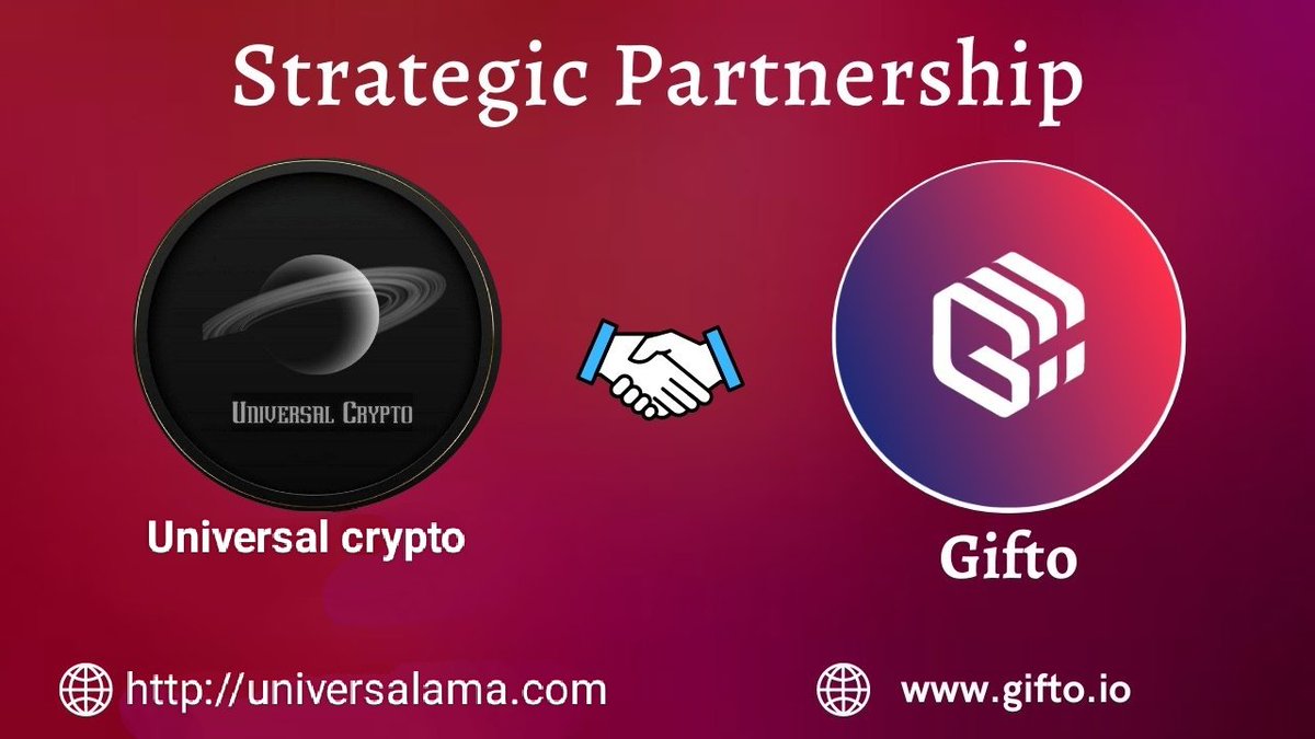 We are pleased to announce our Strategic Partnership with <a href="/GiftoMetaverse/">Gifto</a> .
 #Gifto lets you treat your beloved ones with Crypto and NFTs

Check out Gifto.io for more info.

#Cryptoproject05 #GTO #Gifto