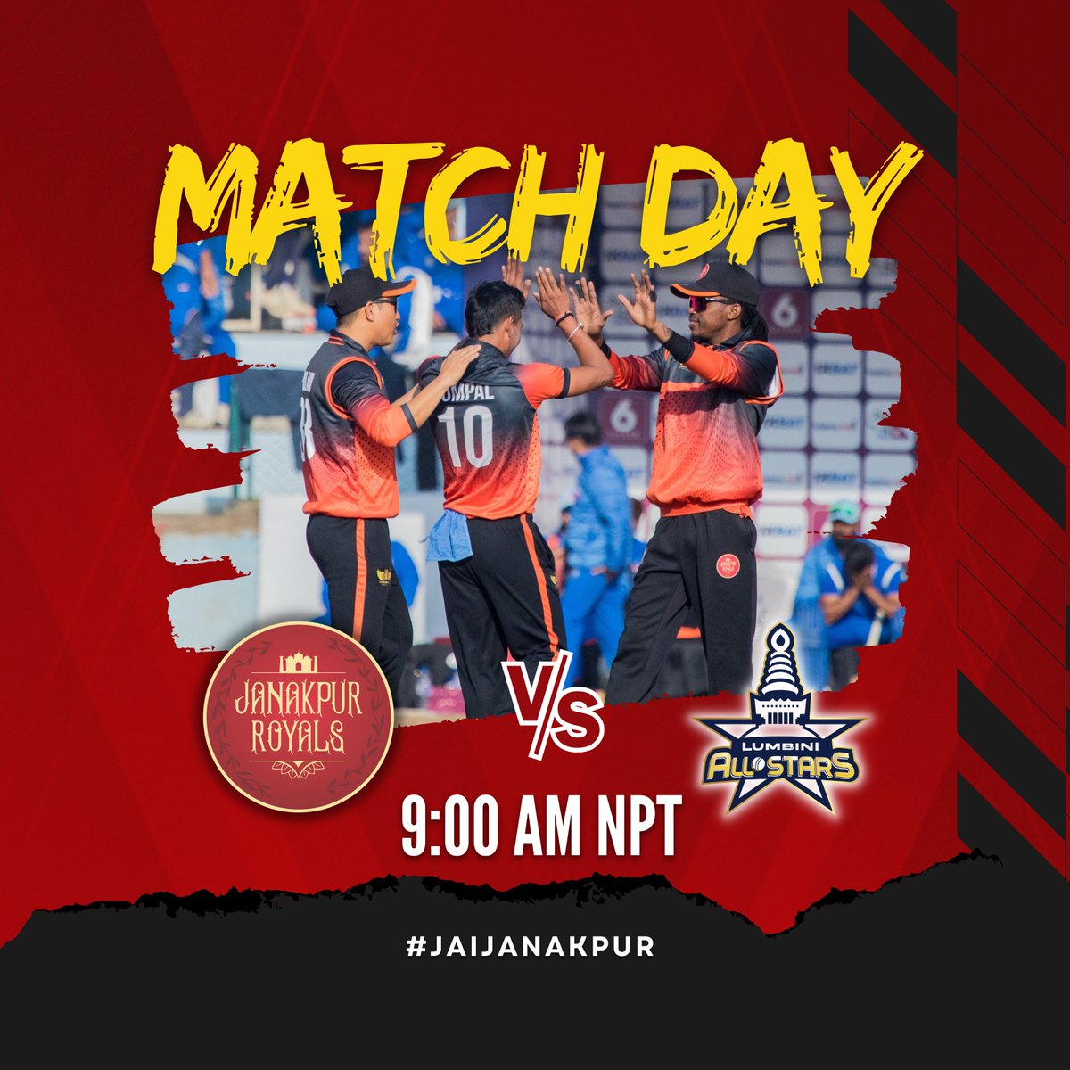 🔴⚫️ MATCH DAY
Live on: Action Sports 
Streaming: Ssixer App
Ticketing partner: Prabhupay 

#JanakpurRoyals #JaiJanakpur #NepalT20 #nepalt20league