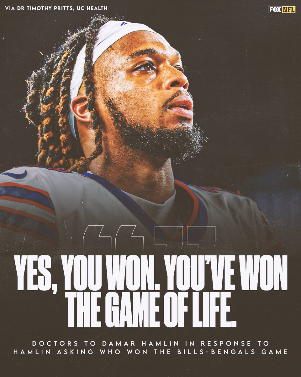 Doctors said Damar Hamlin was able to communicate through writing and asked them "who won the game?" ❤️🙏