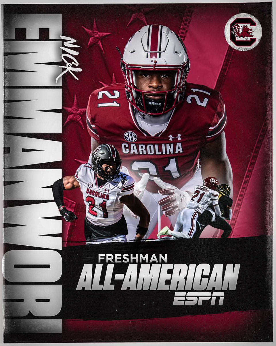 GamecockFB's tweet photo. Elite talent, limitless potential.

Congratulations to our own @Eman7Nick on being named a Freshman All-American! https://t.co/qSgcoANxAy