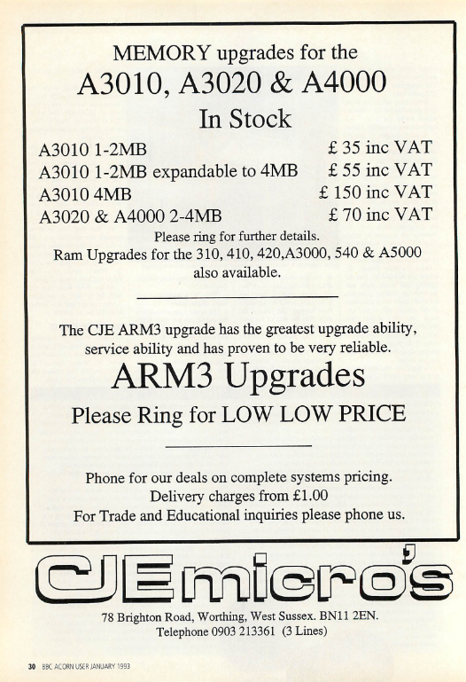 OldTechAdverts's tweet photo. Memory expansion as well as ARM3 expansions. The prices are low low. :-)
https://t.co/SfvFFsdkKJ
#bbcacorn #electronics #retrocommputing https://t.co/3S3V2TUjOY