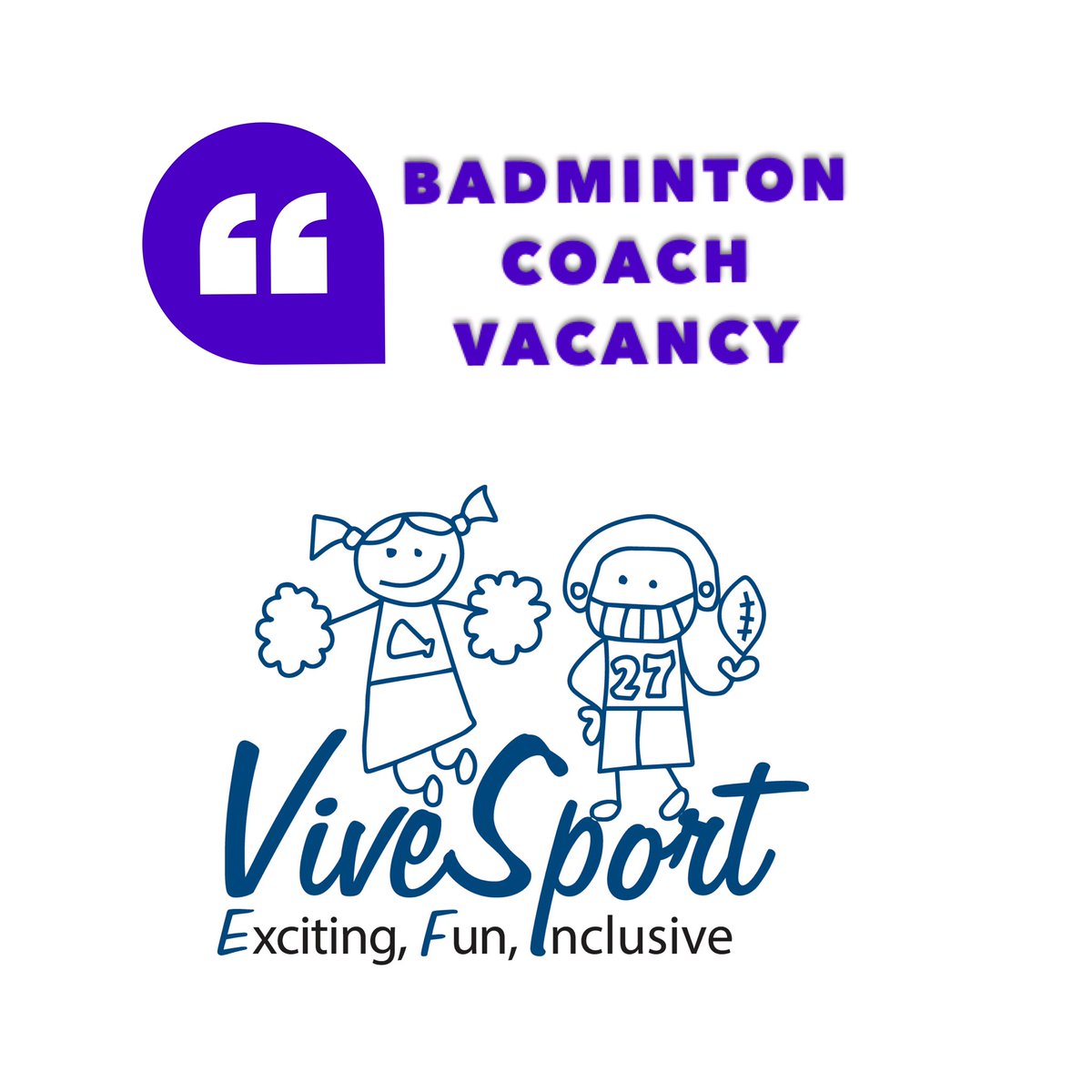 _Vive_Sport_'s tweet photo. We have an immediate vacancy for a part time badminton coach. Throughout #Huddersfield, #Calderdale & #GreaterManchester
Get in touch if you want more info
โข
โข
โข
#badminton #badmintoncoach #badmintoncoachwanted #coachwanted #job #jobadvert #sportscoach #wearehiring #newjob https://t.co/Hq2NTPhiYg