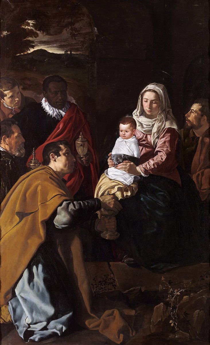Adoración de los Reyes Magos de Diego Velázquez, fechada en 1619 cuando el pintor contaba 20 años siendo una de sus primeras obras. 

#FelizNocheDeReyes 🌹

Museo del Prado #Madrid