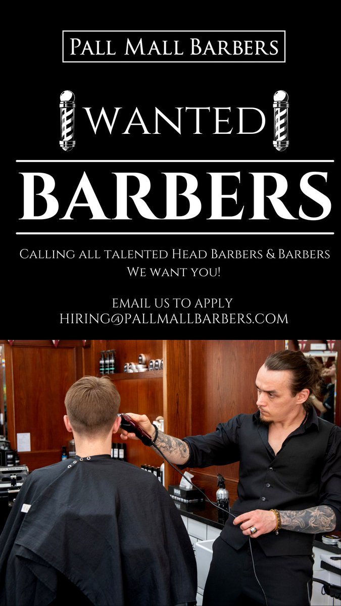 pmbbishopsgate's tweet image. Send your CV to hiring@pallmallbarbers.com with details about your experience in barbering and some photos of your work. #jobs4barbers #barbersjob #jobs4barbersuk #britishbarbersjob #barber #London 

For more info go to - bit.ly/371WdhG