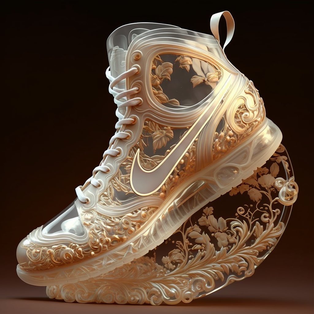 CuteCircuit's tweet photo. Cinderellaโs Glass Sneakers ๐๐โจ #midjourney #AiLust #sneakers #nikeconcept #ainike @Nike @Disney ๐คโจfor the after party ๐ https://t.co/UxpOAa0kRj