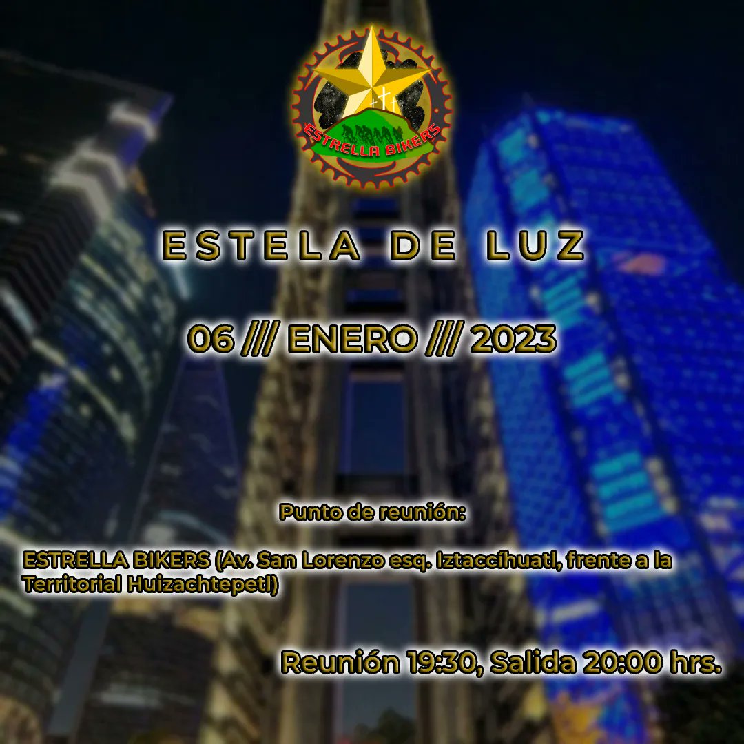 🇲🇽🌟🚲 ESTRELLA BIKERS🚲🌟🇲🇽

Tenemos rodada!
Éste viernes 6 vamonos a dar el rol y festejemos como reyes!
Anímate a salir y demos una vuelta por la ciudad!
*
*
*
*
*
#LaEstrellaBrillaMás
#DeIztapalapaParaElMundo #EstrellasSobreElCamino #LasCallesSonNuestras