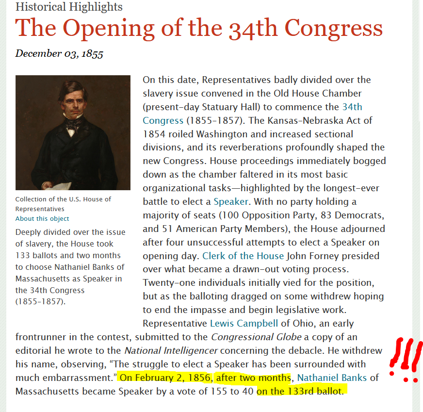 JosiahHawthorne's tweet photo. TWO MONTHS OF VOTING for the Speaker of the House?!  133 voting attempts?!?

...

...Think we can beat it? https://t.co/QBfi9i3499