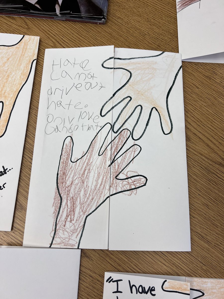 LibEricksen's tweet image. Today we learned about Dr. Martin Luther King Jr. and read “Martin’s Big Words”. Then everyone created a card and selected one of their favorite MLK quotes! ☮️💙 #MLK #schoollibraries #librariesrock @RCSDsch5 @HammondTerrilyn @NYBookDr @RCSDLibraries