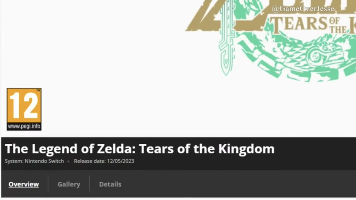GameOverJesse's tweet image. The Legend of #Zelda Tears of the Kingdom finally has just been given a #PEGI rating of 12+ for the UK! Joining Korea’s #GRAC of 12+ &amp;amp; North America’s #ESRB of E10+. We discuss this and more in our newest Zelda video. #TotK #TearsoftheKingdom