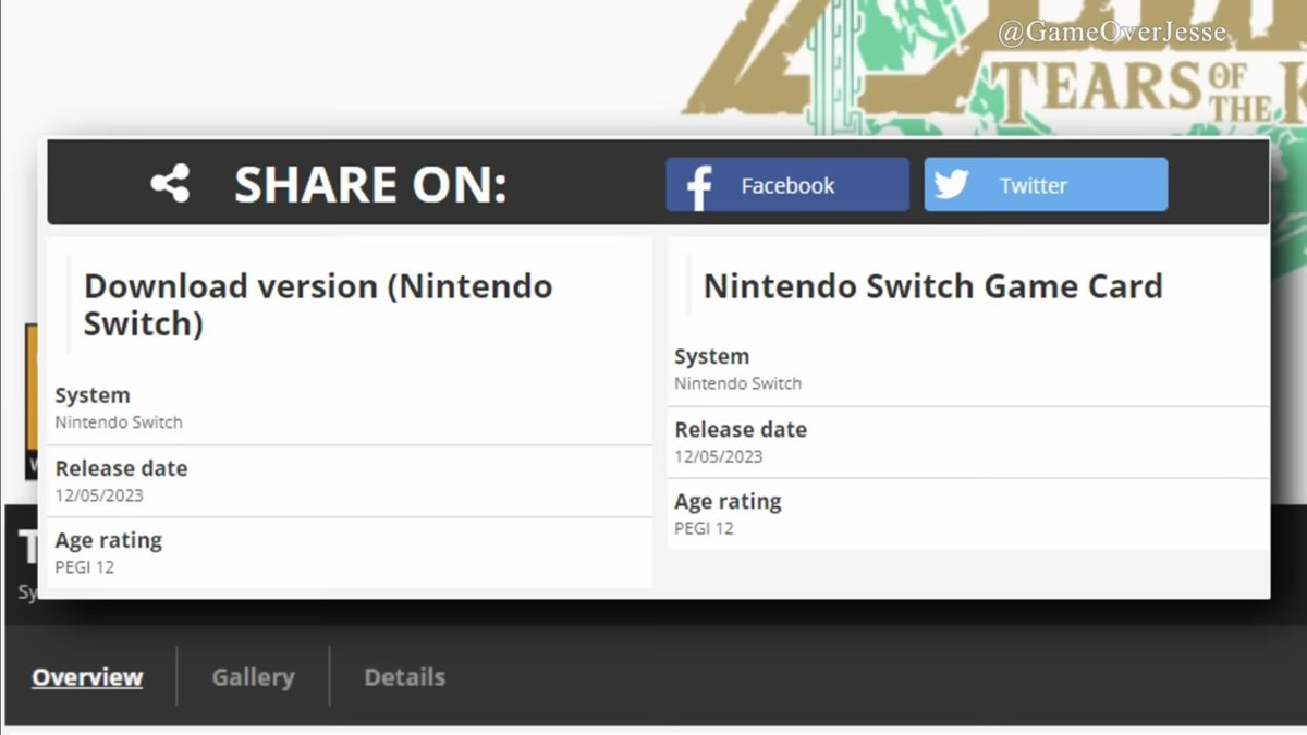 GameOverJesse's tweet image. The Legend of #Zelda Tears of the Kingdom finally has just been given a #PEGI rating of 12+ for the UK! Joining Korea’s #GRAC of 12+ &amp;amp; North America’s #ESRB of E10+. We discuss this and more in our newest Zelda video. #TotK #TearsoftheKingdom