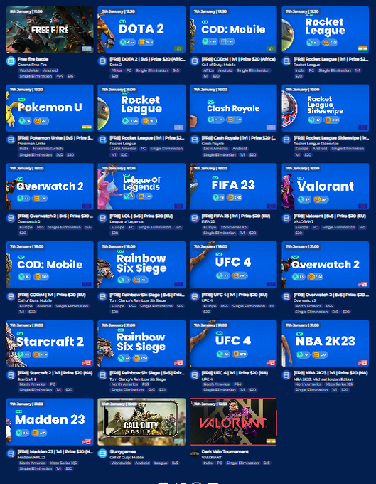 thefedr8tion's tweet photo. What a Saturday of tournaments coming up! 🕹️🎮
https://t.co/YsRbZQ8eEu

#DOTA2 #CoDMobile #RocketLeague #PokemonUNITE #ClashRoyale #RLSS #Sideswipe #Overwatch2 #fifa23 #MaddenNFL23  #leagueoflegends #valorant #ufc4 #rss #nba2k23 #starcraft2 #RainbowSixSiege @eSportsRetweet_ #lol https://t.co/xhyqYIeNpb