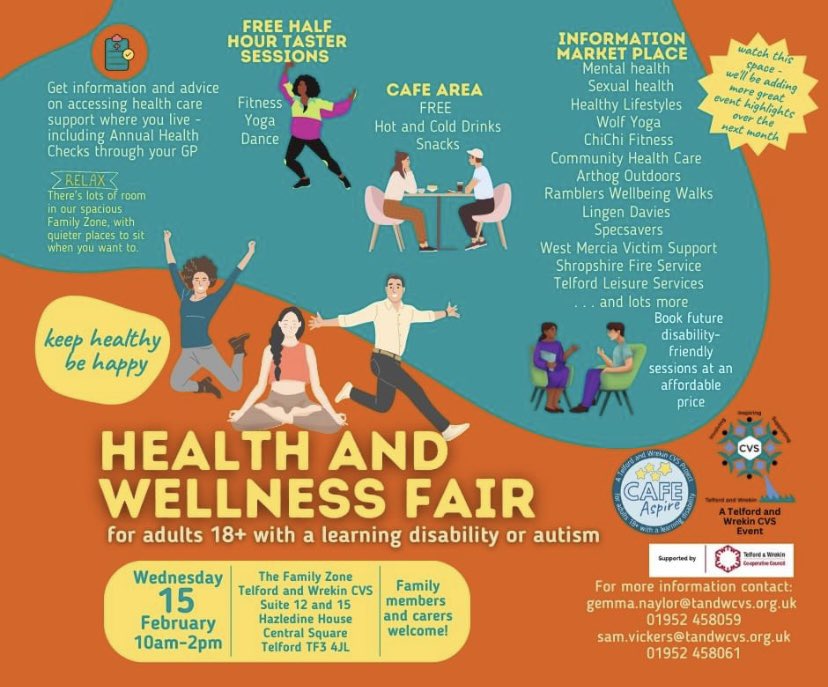 This is an even not to miss #health #wellness 
Lots to do and take part, information, advice on hand
Health checks and more
<a href="/HealthyTF/">Healthy Telford</a> <a href="/TelfordWrekin/">Telford & Wrekin Council</a> <a href="/mpftnhs/">Midlands Partnership University NHS FT</a> <a href="/NHSSTW/">NHS Shropshire, Telford and Wrekin</a> <a href="/HealthwatchT_W/">Healthwatch Telford & Wrekin</a>