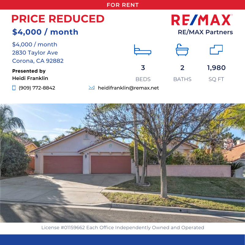 HeidiFranklin's tweet photo. $4,000 per month. Desirable single story pool and spa home-Fully furnished with gym, located on a culdesac in south Corona with desirable sc...

Click here for details:
https://t.co/jWUlhDTASE https://t.co/HbTLAw22tJ