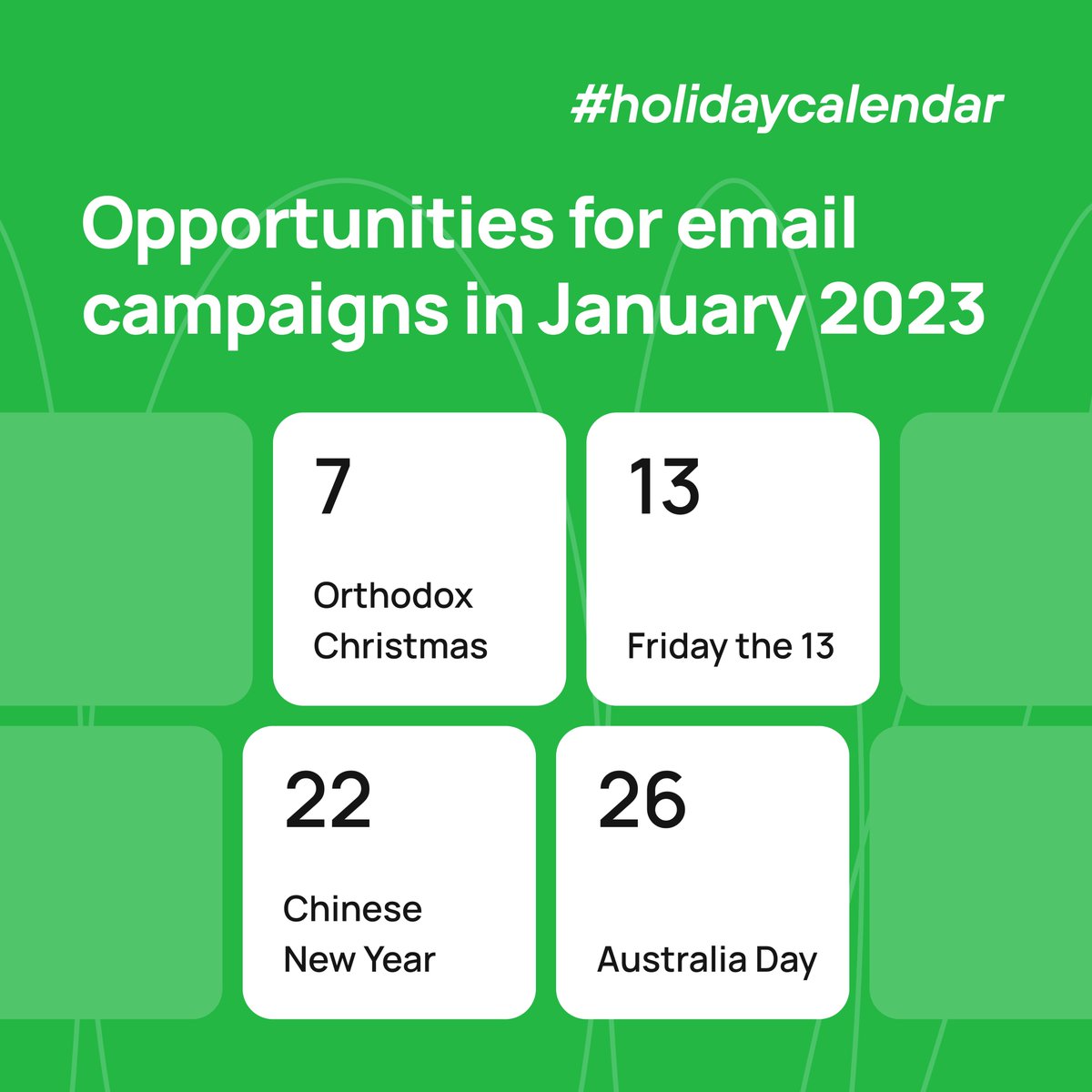 Stripo_email's tweet photo. Hello, 2023! New year - new opportunity to impress your clients with creative emails. Follow the link to get ready for upcoming holidays 👇🏻
https://t.co/RD6Y3K4zJQ
#stripo #stripoemail #emailmarketing #templates #emailtemplates #holidaycalendar https://t.co/VnZMgKfdQy