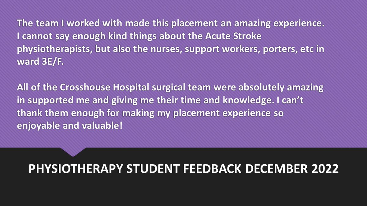 GrierAHP's tweet photo. How humbling it is to read of the positive experiences our physiotherapy students are having despite the challenges we face. Praise indeed for the whole MDT. Thank you @FizzyGiGi @E_Diff &amp; all educators for your dedication to #InspiringFutureWorkforce @UHCPhysio @EAHSCP https://t.co/8qsctkBgqo
